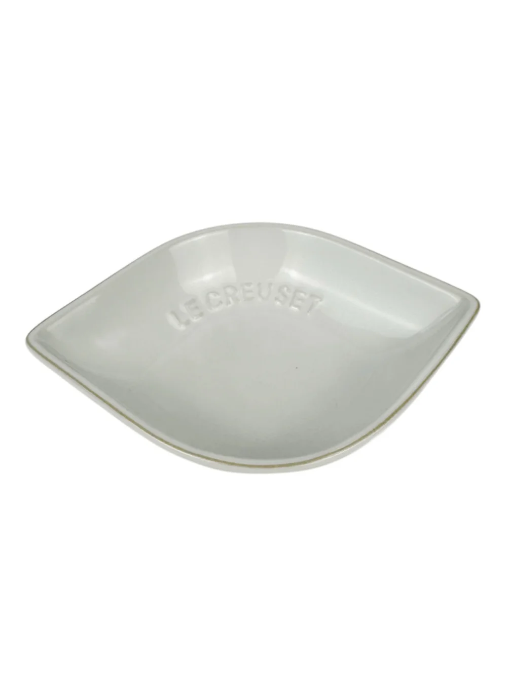 Le Creuset Stoneware Petal Dish Set of 4 White Dipping Sauce Spice Dishes NIB